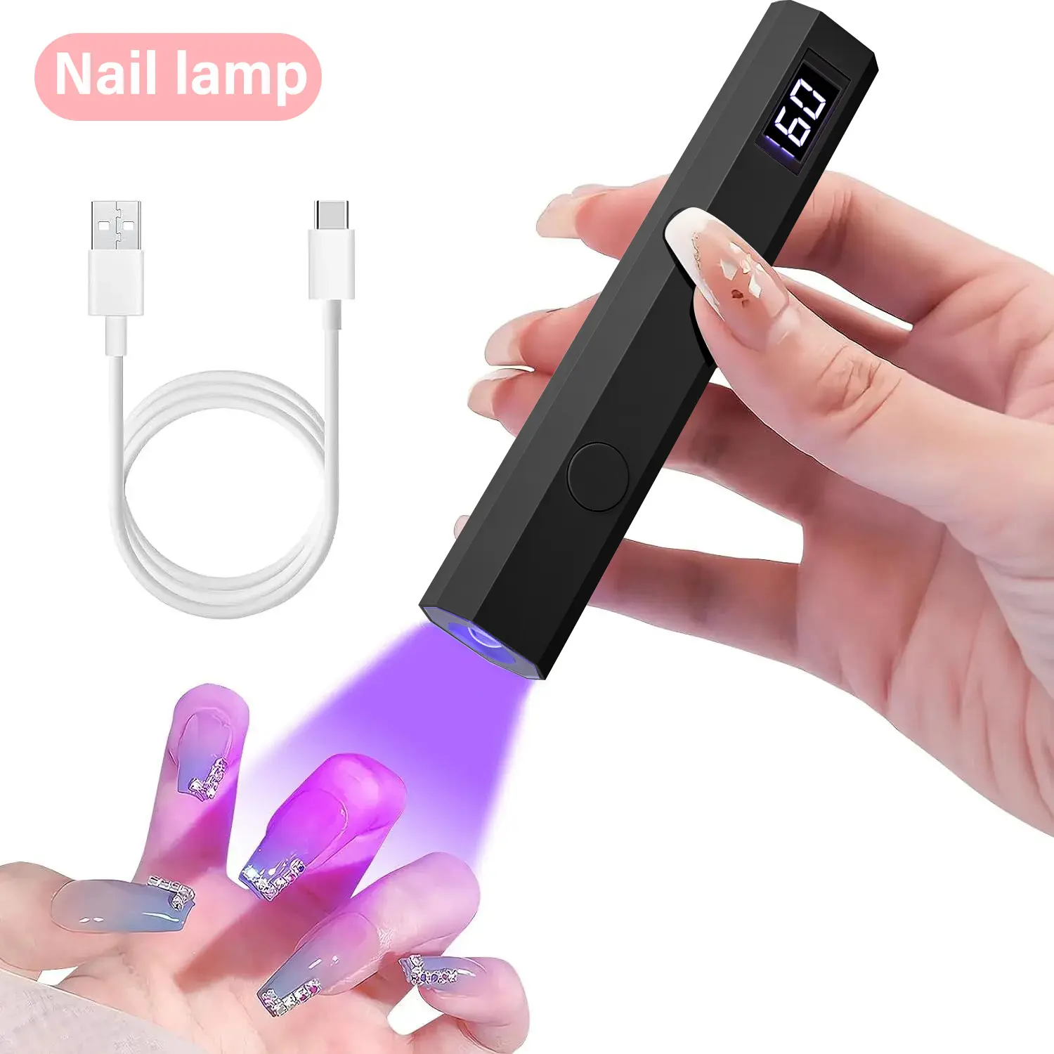 LINMANDA Portable Nail Dryer Lamp UV LED Nail Light for Curing All Gel Polish USB Rechargeable Quick Dry Manicure Nail Art Tools