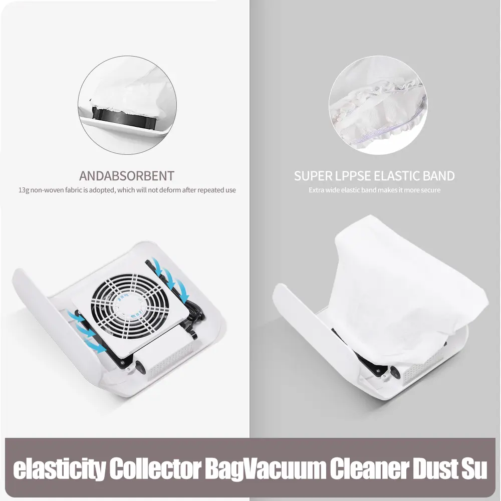LINLANDA Nail Art Fan Nail Dust Vacuum and Nail Dust Vacuum Bag Gel Nail Dust Reducer Professional Nail Art Vacuum Equipment