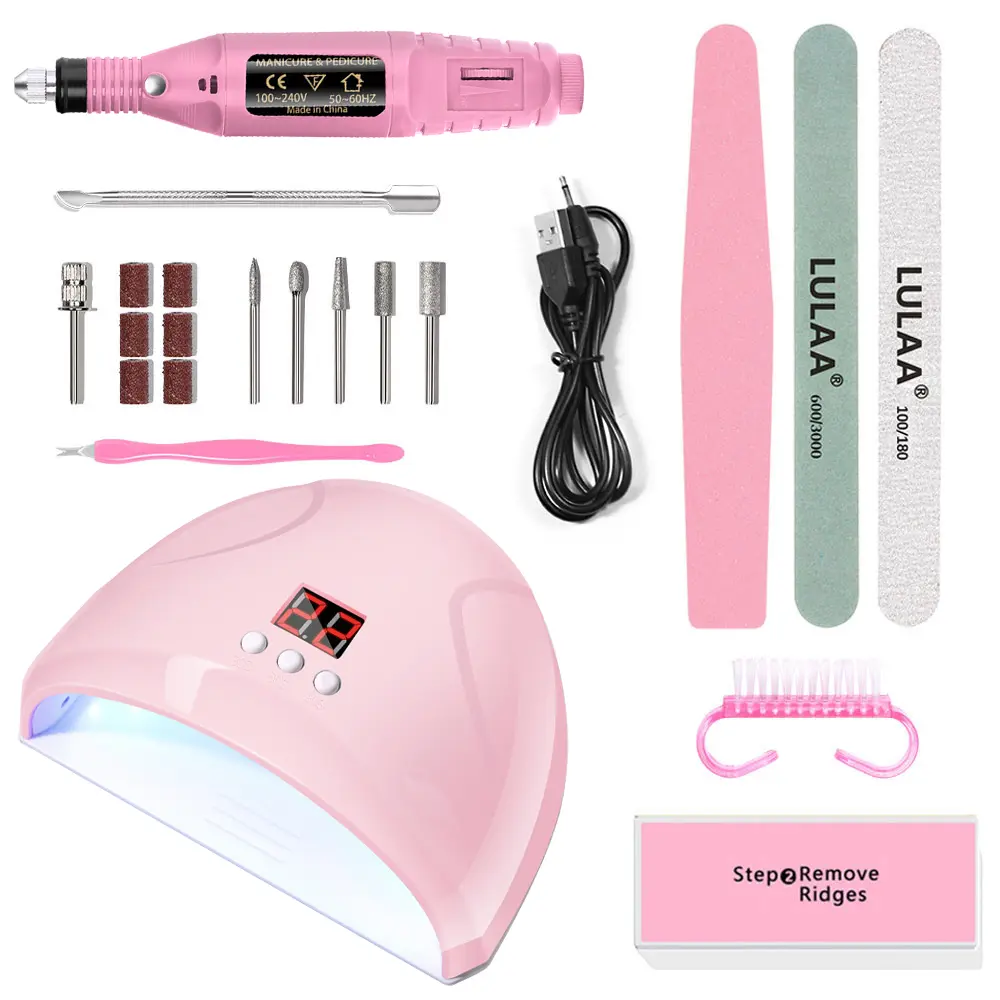 LINMANDA Electric USB Nail Drill Portable Polish File Kit with 36W UV LED Nail Lamp Gel Manicure Dryer Lamp Nail Starter Set