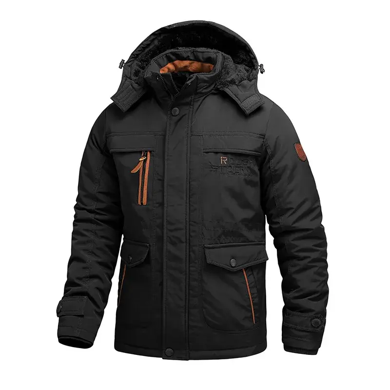 Men Multi pocket Long Winter Jackets Hooded Warm Parkas Fleece Down Jackets New Fashion Male Outdoor Tooling Casual Jackets 6XL