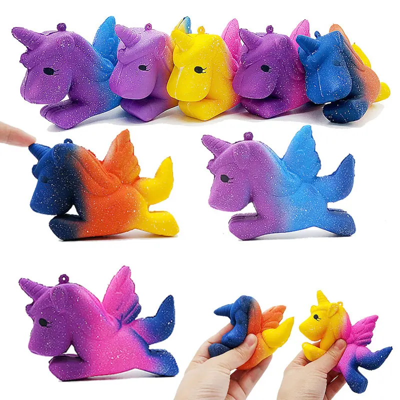 Kawaii Flying Horse Unicorn Squishy Slow Rising Squeeze Pu Material Release Pressure Toys Cartoon Kids Christmas Gifts ZG132