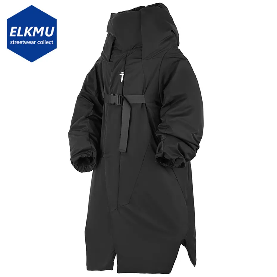 Men Winter Jackets Long Windbreaker Coat Thicken Warm Parkas Techwear Streetwear Oversized Padded Jackets Hooded Outwear