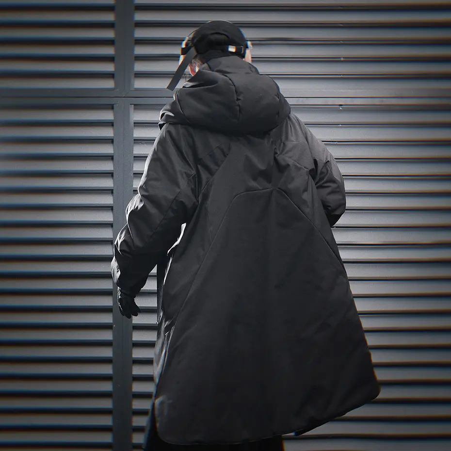 Men Winter Jackets Long Windbreaker Coat Thicken Warm Parkas Techwear Streetwear Oversized Padded Jackets Hooded Outwear