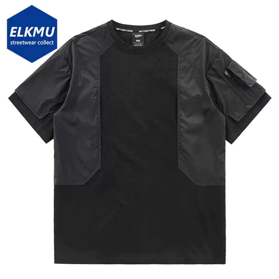 2023 New Designer T Shirt Patchwork Cargo T-shirts Men Techwear Streetwear Tee Shirts Fashion Harajuku Hip Hop Tshirt Ninja Top
