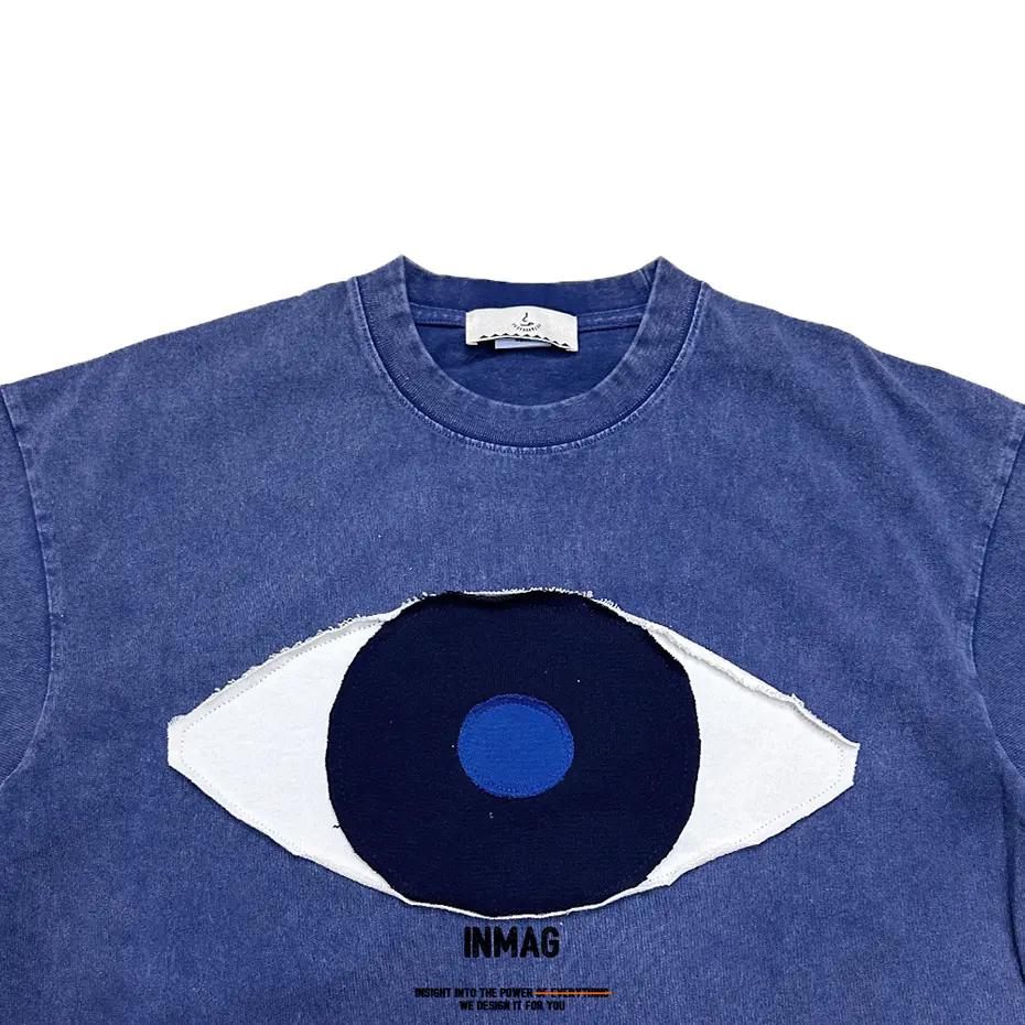 Eyes Patchwork Vintage T Shirts Men's Hi Street Tshirt Casual Loose Retro Tee Tops Streetwear Harajuku Hip Hop Oversized T-shirt