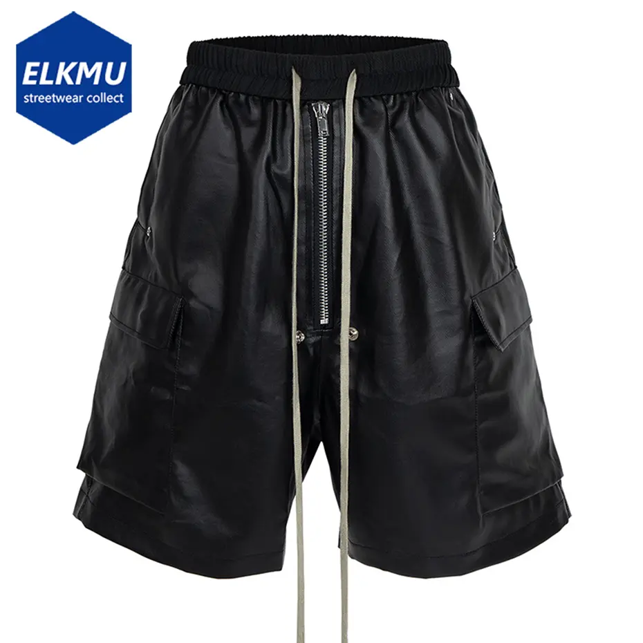 Men Summer Cargo Shorts 2025 Summer Black Loose Casual Shorts RO Style Side Pocket Wide Leg Shorts Pants for Male