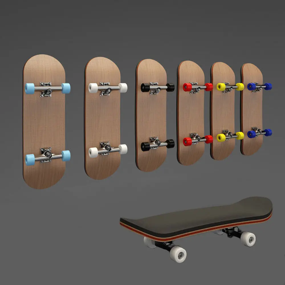 Mini Wooden Skateboard Leisure Fingertip Toys Fingerboard Five Layer Maple Wood Cartoon Pattern Kids Gifts Bearing Alloy ZG332