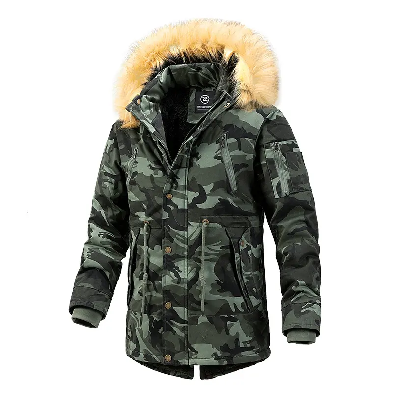 Men Winter Hooded Long Down Jackets New Male Camouflage Casual Overcoats Warm Parkas Quality Man Outdoor Long Winter Coats 3XL