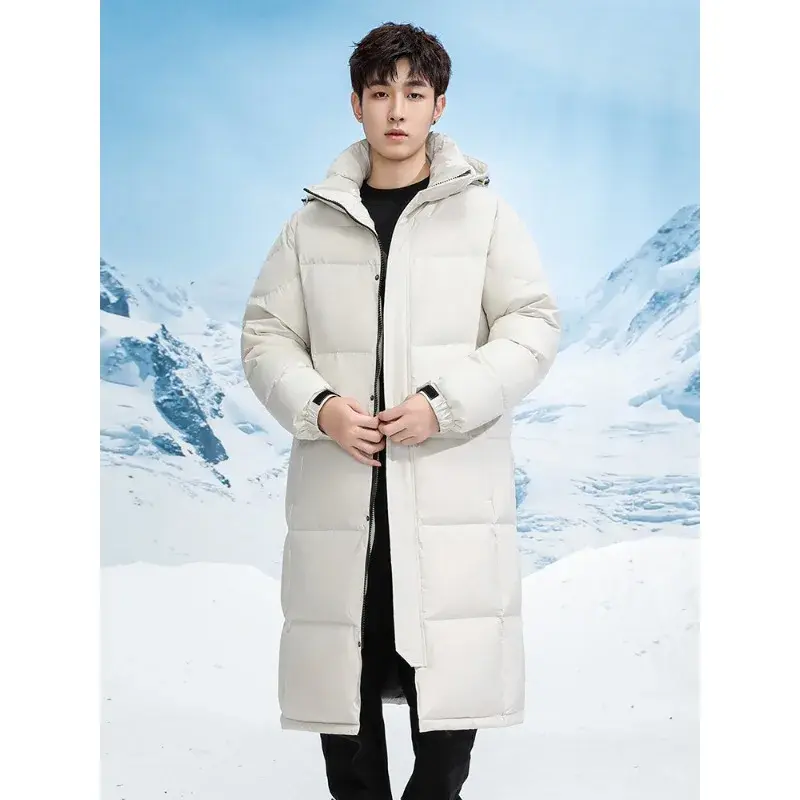New Winter Men Long Duck Down Coats Man Hooded Thicker Warm Casual Puffer Jackets High Quality Man Long Winter Coats Clothing 4X