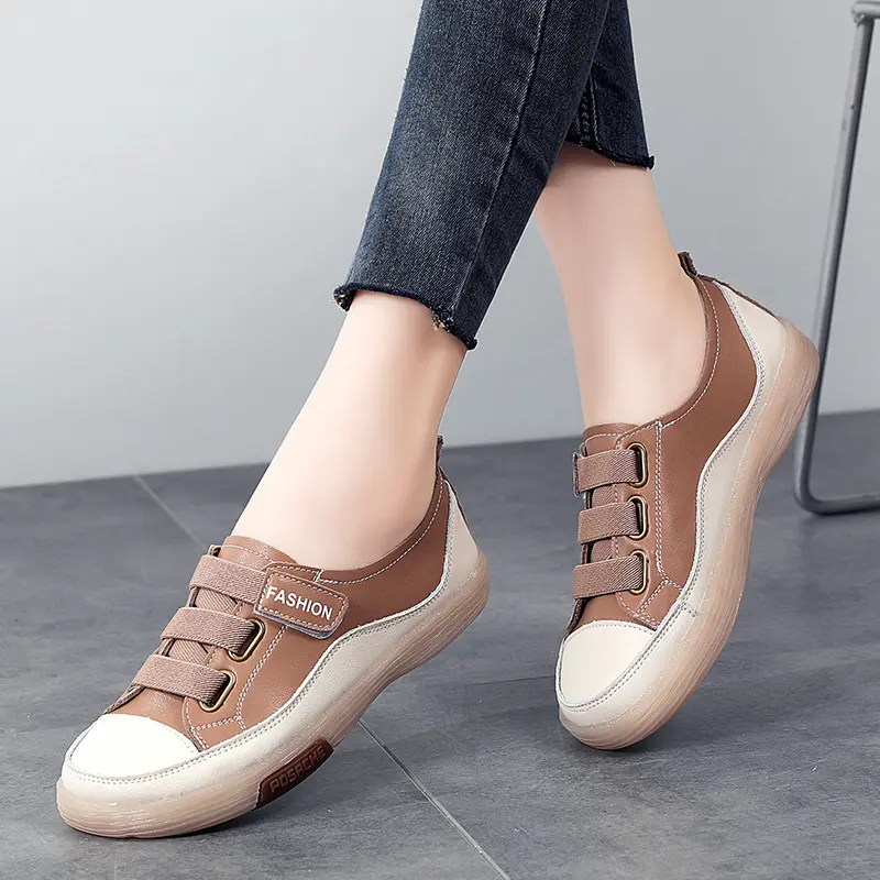 XIHAHA Ladies Sneakers Spring Shoes 2023 New Genuine Leather Casual Women Shoe Fashion Flat Girl Student Shoes Sneaker