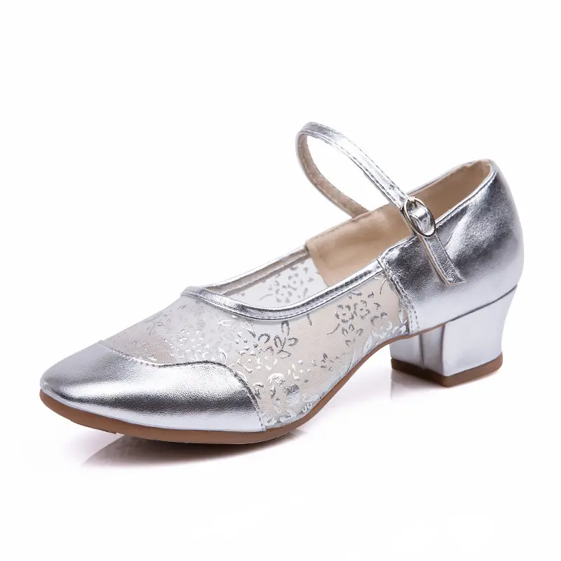 Summer Woman Mesh Dance-Shoes for Girls Latin Ballroom Modern Salsa Ladies Practise Dancing Shoes Square Dance Soft Rubber Sole