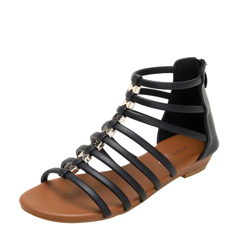 XIHAHA New Ankle Lace-up Women's ShoeS Flat Sandals Fashion Thin Strap Thick Sole Women Shoe Summer Girl Sandals Mama Shoes