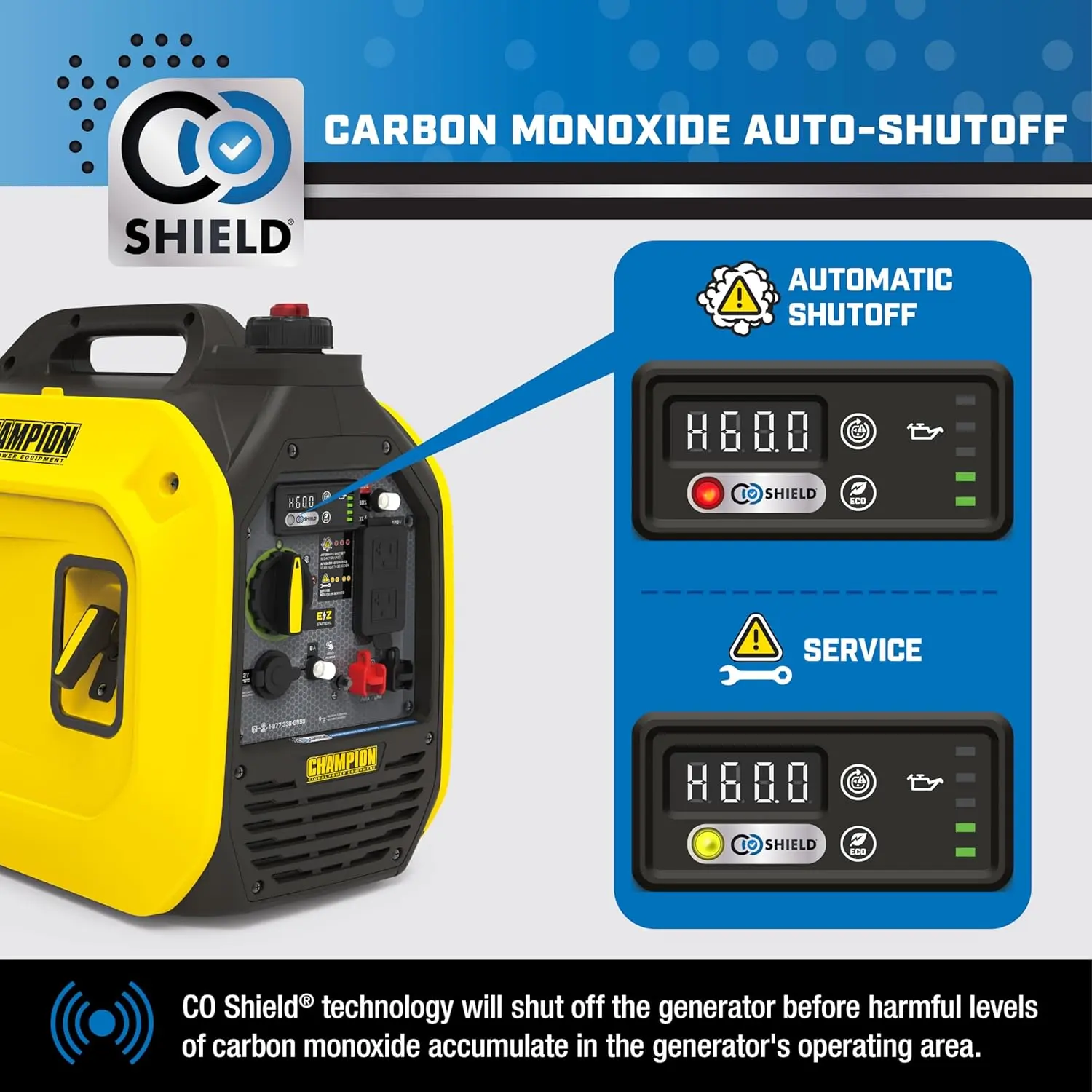 Ultralight Portable Inverter Generator and CO Shield 2500-Watt with Quiet Technology
