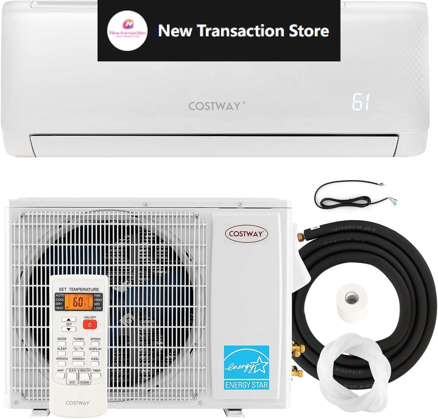 12,000 BTU Mini Split Air Conditioner, with Heat Pump, Energy Star, 21 SEER2 Inverter, 24H Timer, Auto Clean, Remote Control