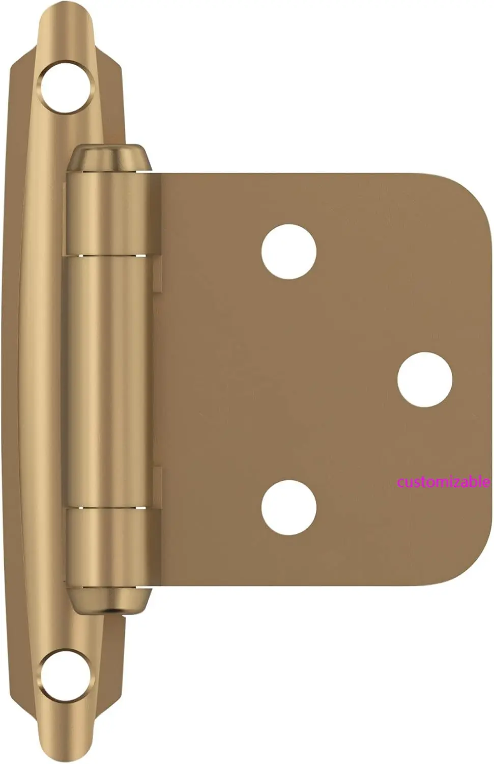 Cabinet Hinge，Variable Overlay Self Closing Face Mount，Champagne Bronze，Kitchen Cabinet Door Hinge，1 Pair/2 Pack
