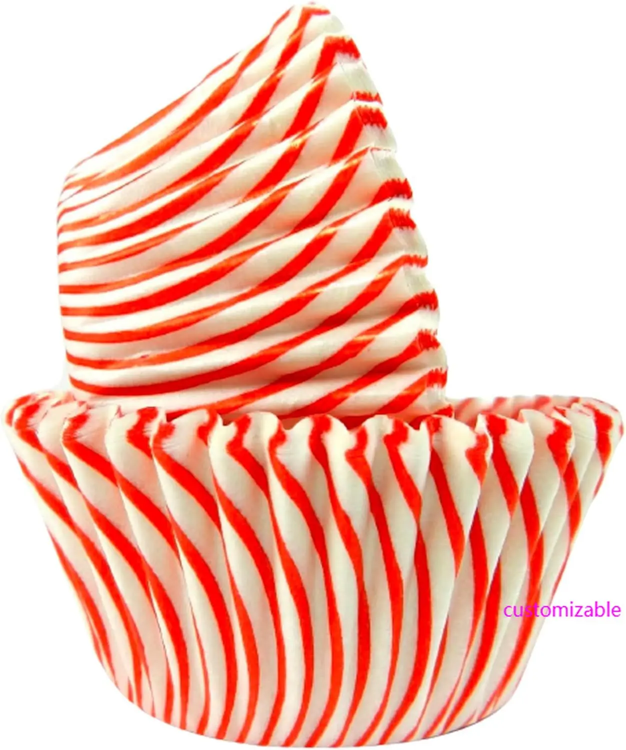 Greaseproof Professional Grade Baking Cups, Pack of 40, Standard Liners, Red Pisa Stripe, for Cupcakes, Muffins, Candy,Non Stick