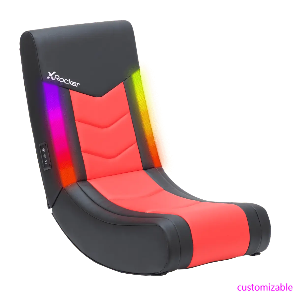 Solo Floor Rocker Gaming Chair with RGB Lighting, Red