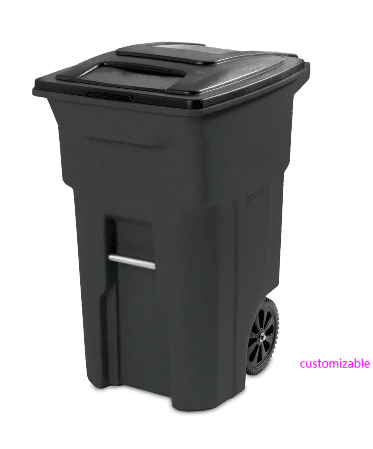 64 gallon black garbage can with wheels and lid
