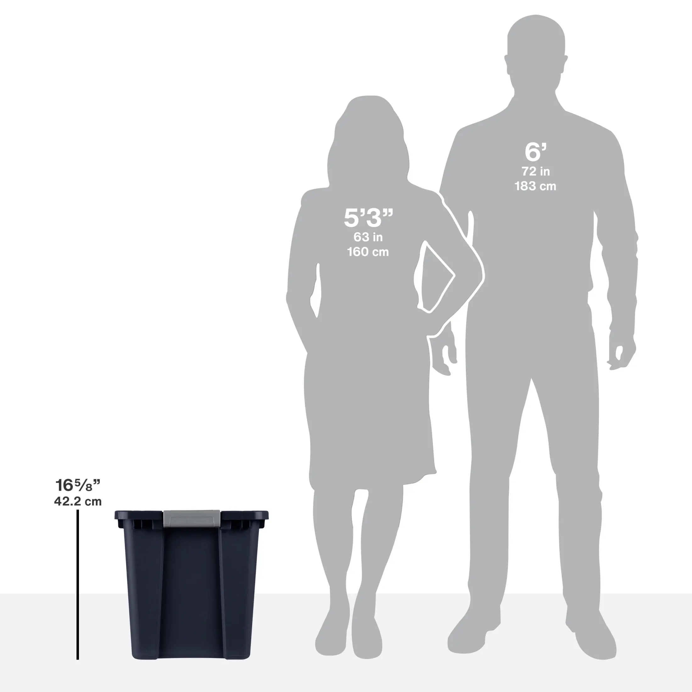18 Gallon Latching Tuff1 Tote, Rugged Plastic Bin with Lid, Dark Blue, 6 Count