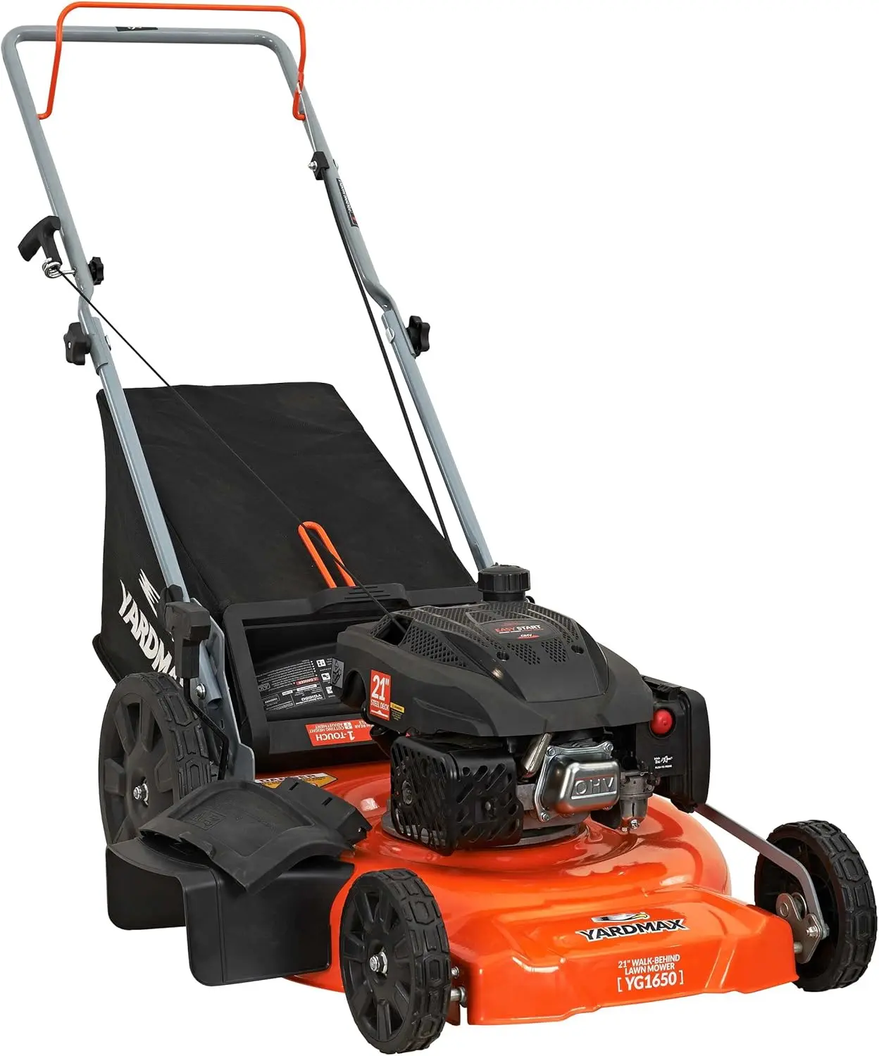 21 in. 170cc 3-in-1 Gas Walk Behind Push Lawn Mower with High Rear Wheels, Seven Cutting Heights from 1.25″ to 3.75″