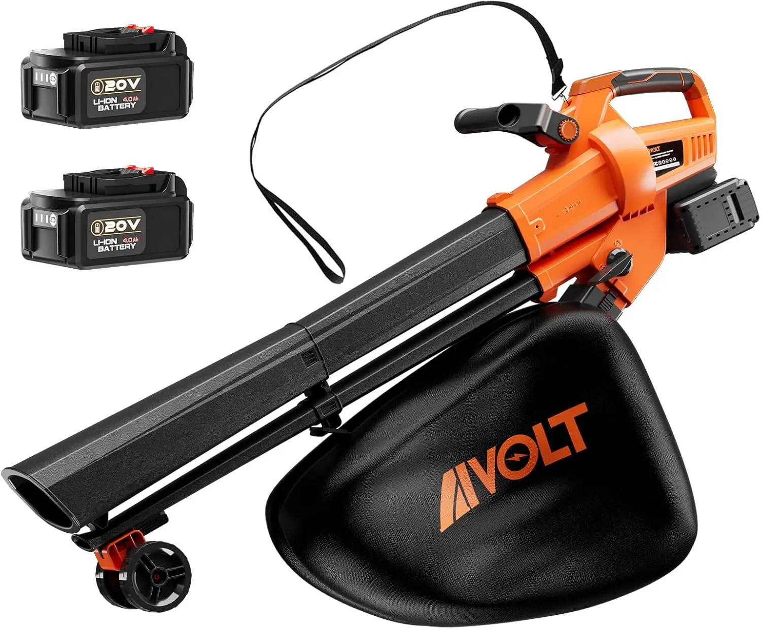 40V Cordless Leaf Vacuum Blower Mulcher with Battery and Charger, 2 * 4.0Ah Battery Powered Leaf Vacuum with 40L Bag