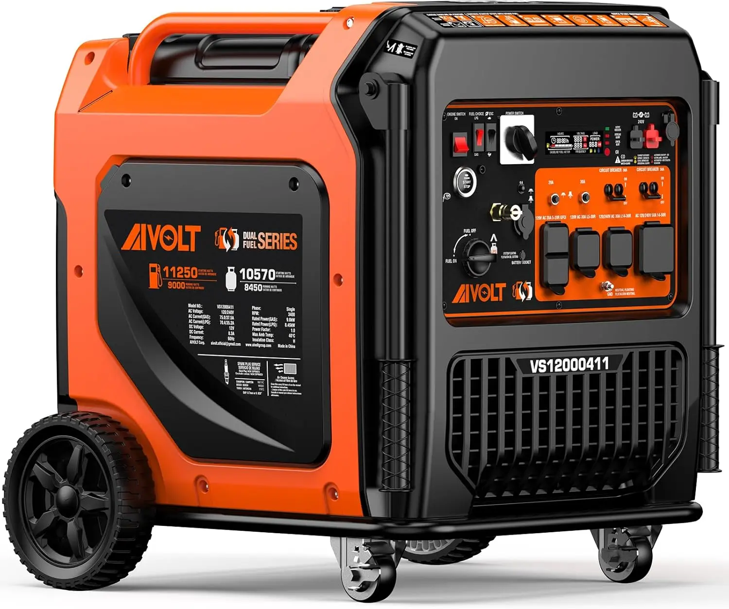 11250 Wattages Dual Fuel Portable Inverter Generator Super Quiet Gas Propane Powered Remote/Electric Start, 50 State Approved
