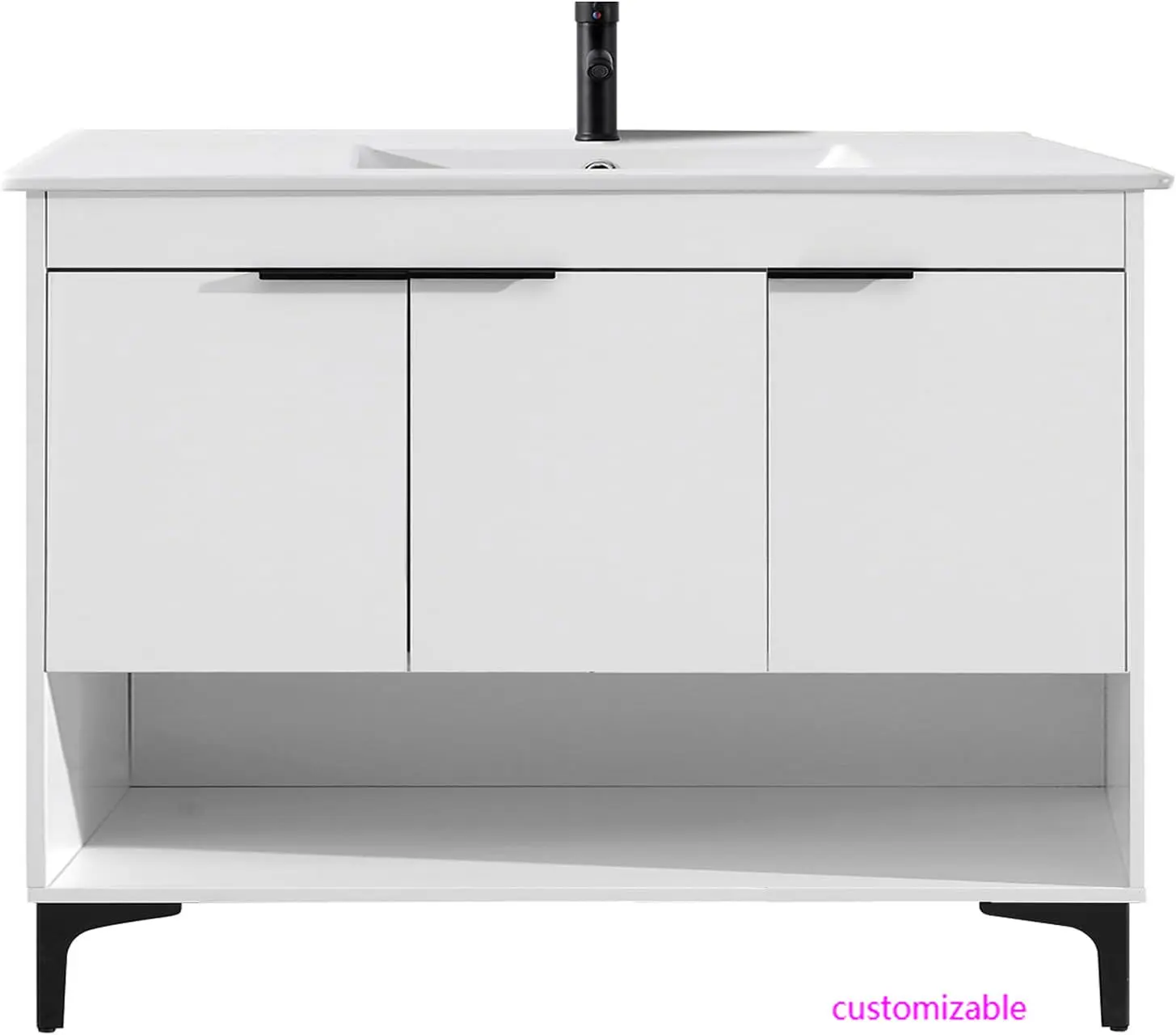 48 Inch Bathroom Vanity with Ceramic Sink, Storage Bathroom Organizer Cabinet & Soft Closing Doors White Cabinet