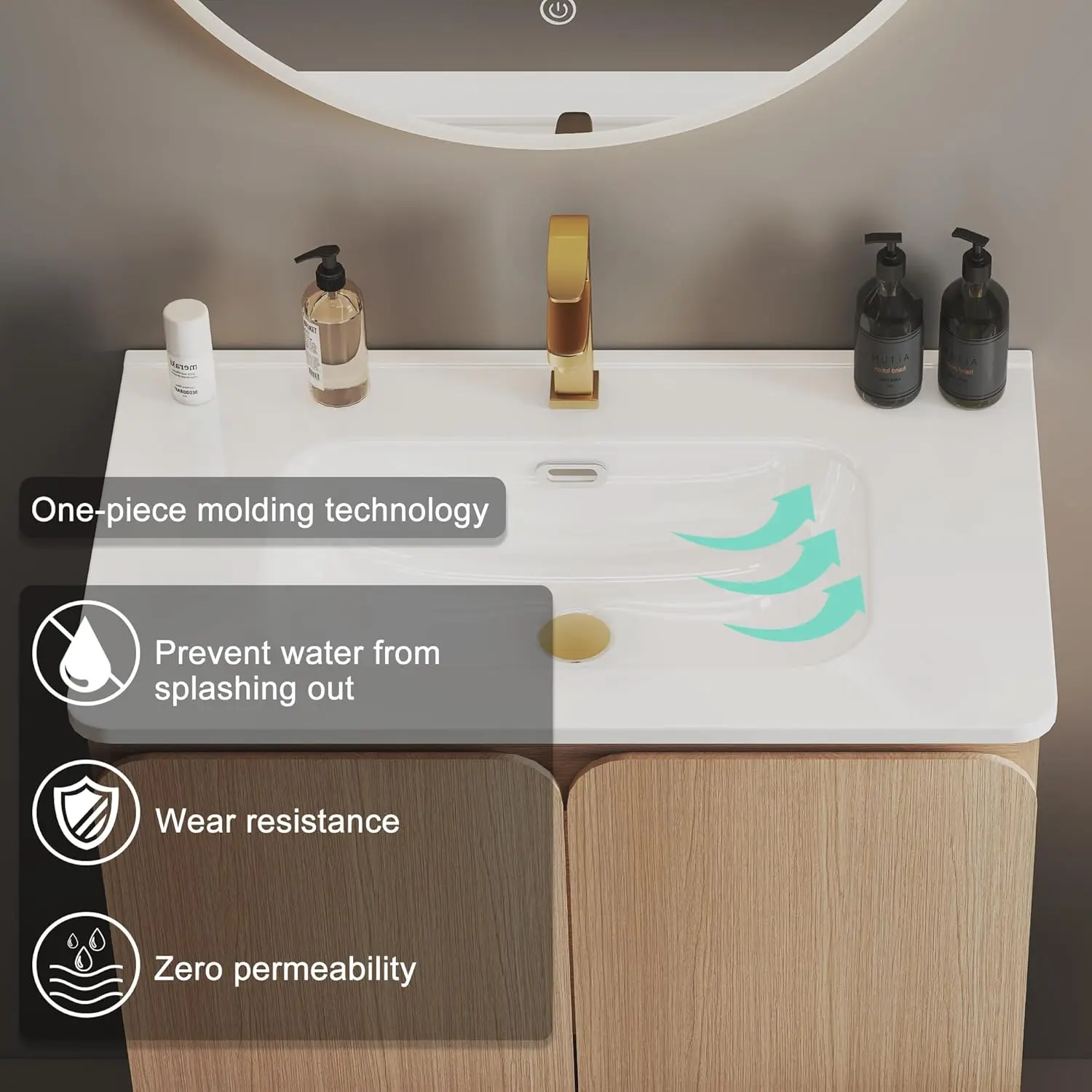 Dalia 30 Inch Bathroom Vanity with Sink,Large Storage Wall Mounted Floating Bathroom Vanity with Overflow for Modern Bathroom