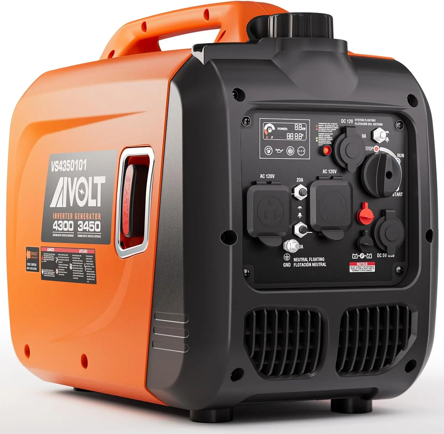 Inverter Generator 4300W Gas Powered Portable Super Quiet Outdoor Generator RV Ready for Camping Tools and Home Use