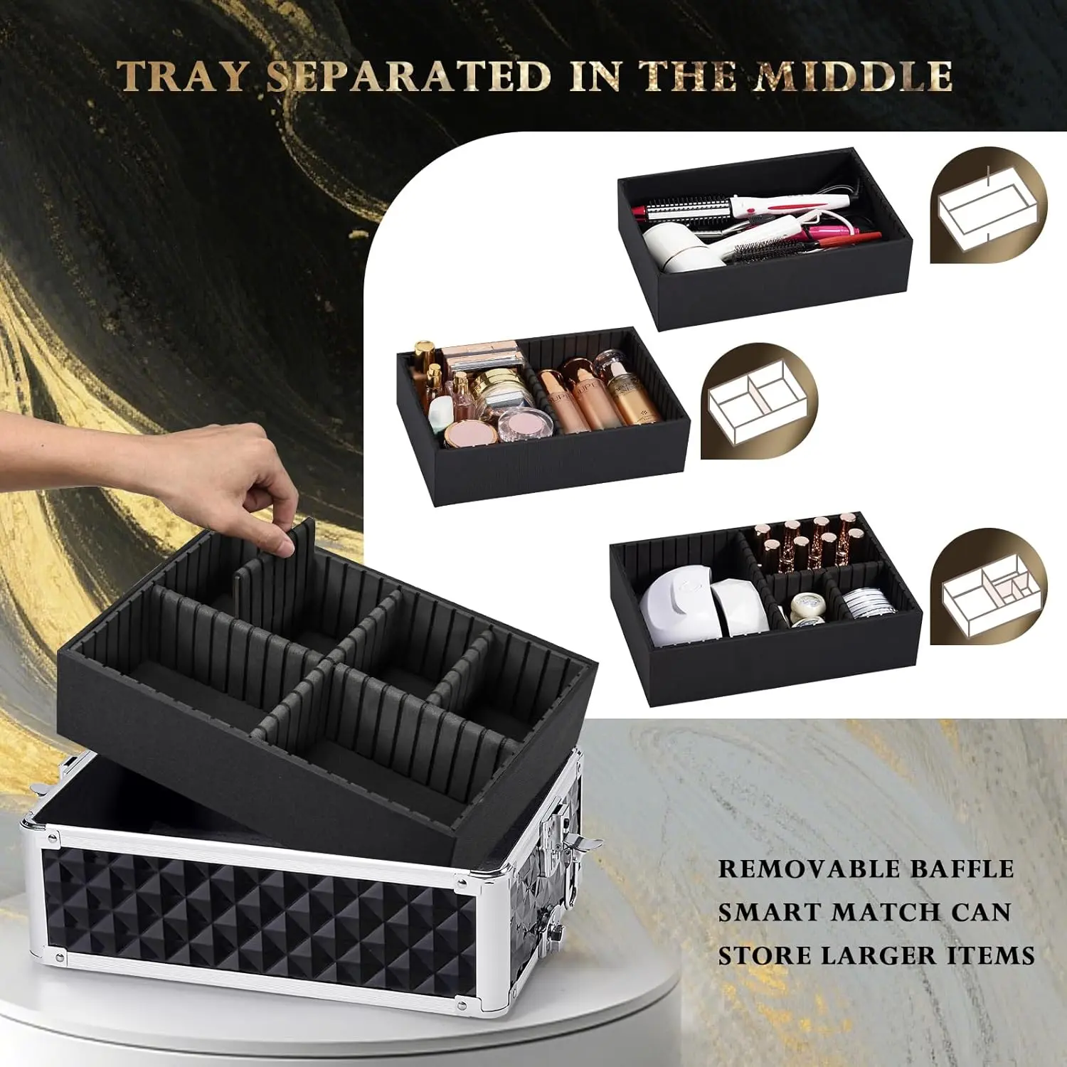 Stagiant Rolling Makeup Case Cosmetology on Wheels 4 in 1 Large Cosmetic Organizer Train  Makeup Travel Case