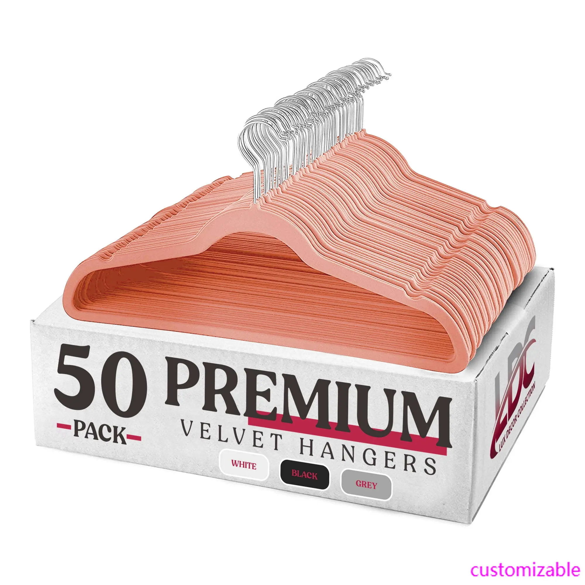 Non-Slip Velvet Hangers for Clothes 50 pack, Pink