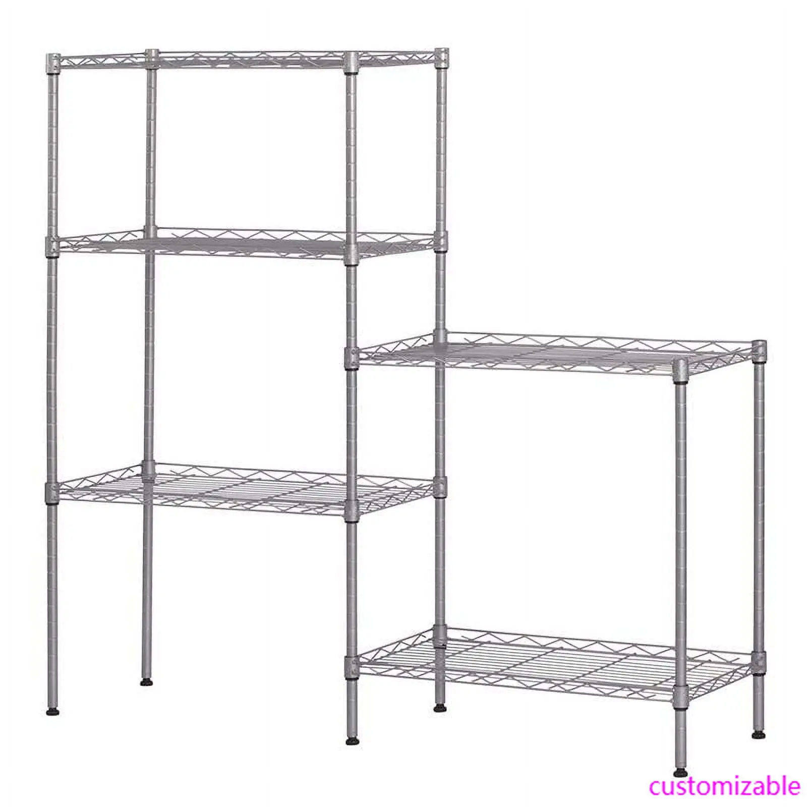60"x22"x12" Heavy Duty 5-Tier Wire Shelving Rack Adjustable Shelf Storage Silver
