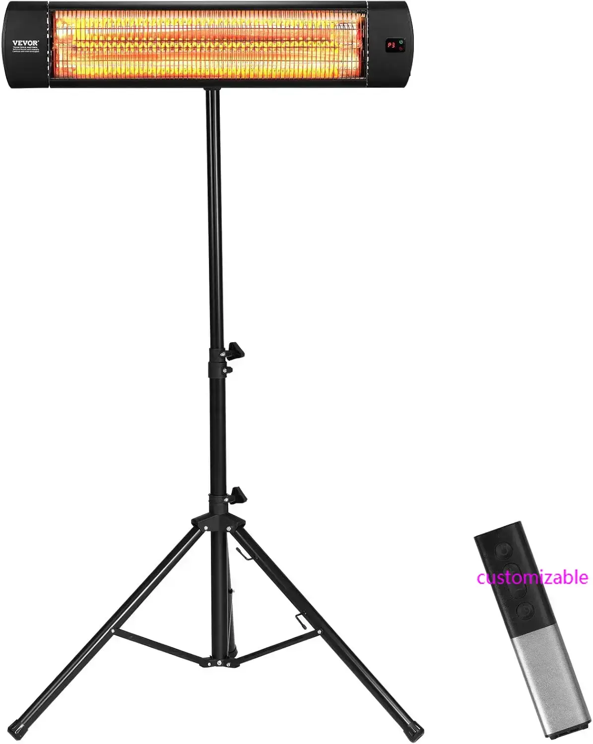 Infrared Heater, 1500W Remote Control Electric Space Heater, LED Screen Patio Heater w/ 3 Speeds & Timer, Outdoor/Outdoor