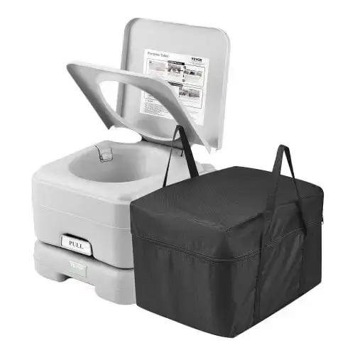 Portable Toilet for Camping, Porta Potty with 3.2 Gal Waste Tank & 3.2 Gal Flush Tank, Push-Button Pressurized Flush Commode