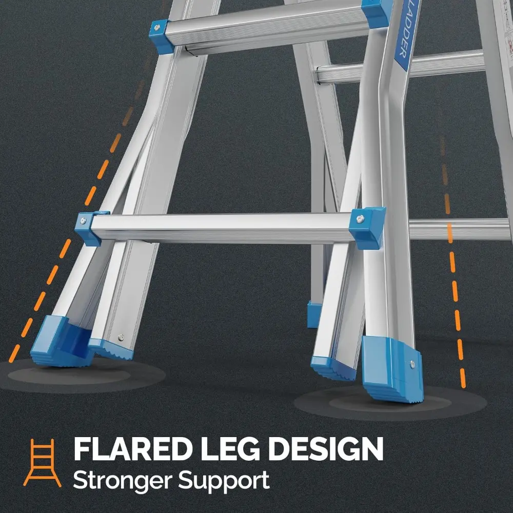 Step Ladder, A Frame 3 Step Telescoping Stepladder, 13 ft Reach Height Muti Position Folding Flared Leg Design, 330 lbs Capacit