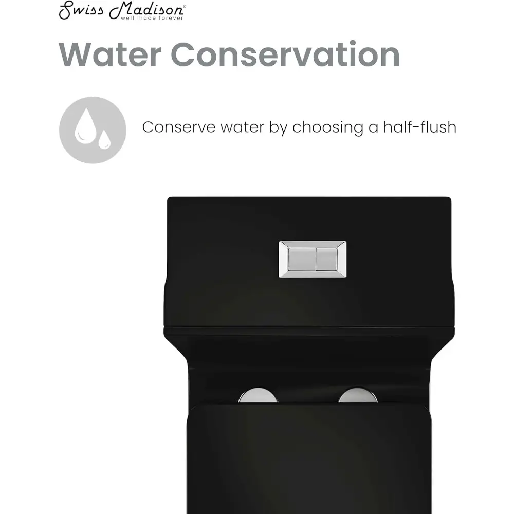 Concorde One Piece Square Toilet Dual Flush in Glossy Black 1.1/1.6 gpf
