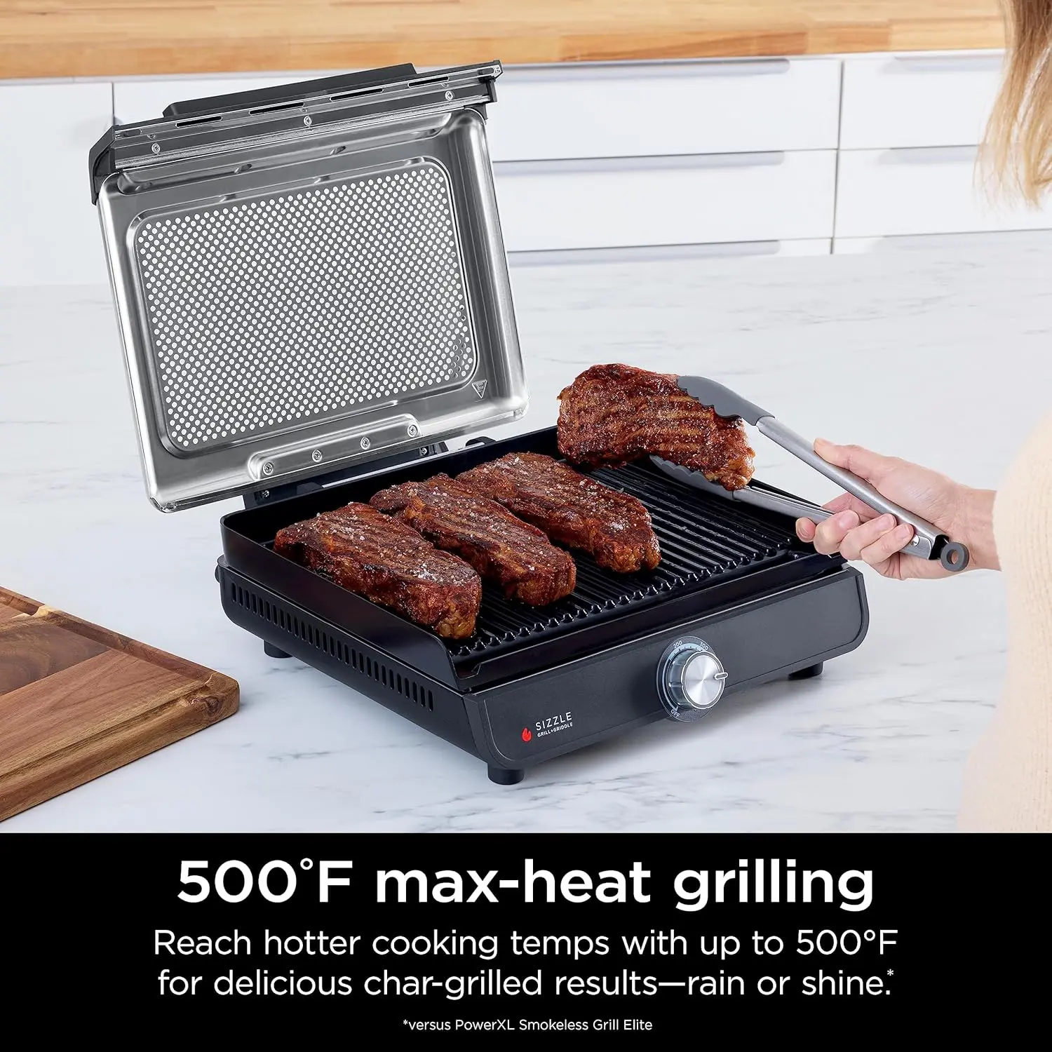 Griddle and Indoor Grill, 14’’, Electric Grill, For Steak, Burgers, Salmon, Veggies, and More, Pancake Griddle, Nonstick,