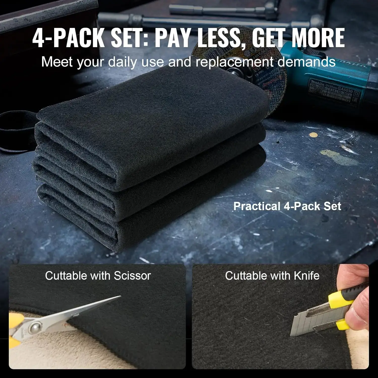 Carbon Felt Welding Blanket 4 Pack, 37" x 36" Flame Retardant Welding Blanket, Up To 1800°F Heat Resistant Blanket Set