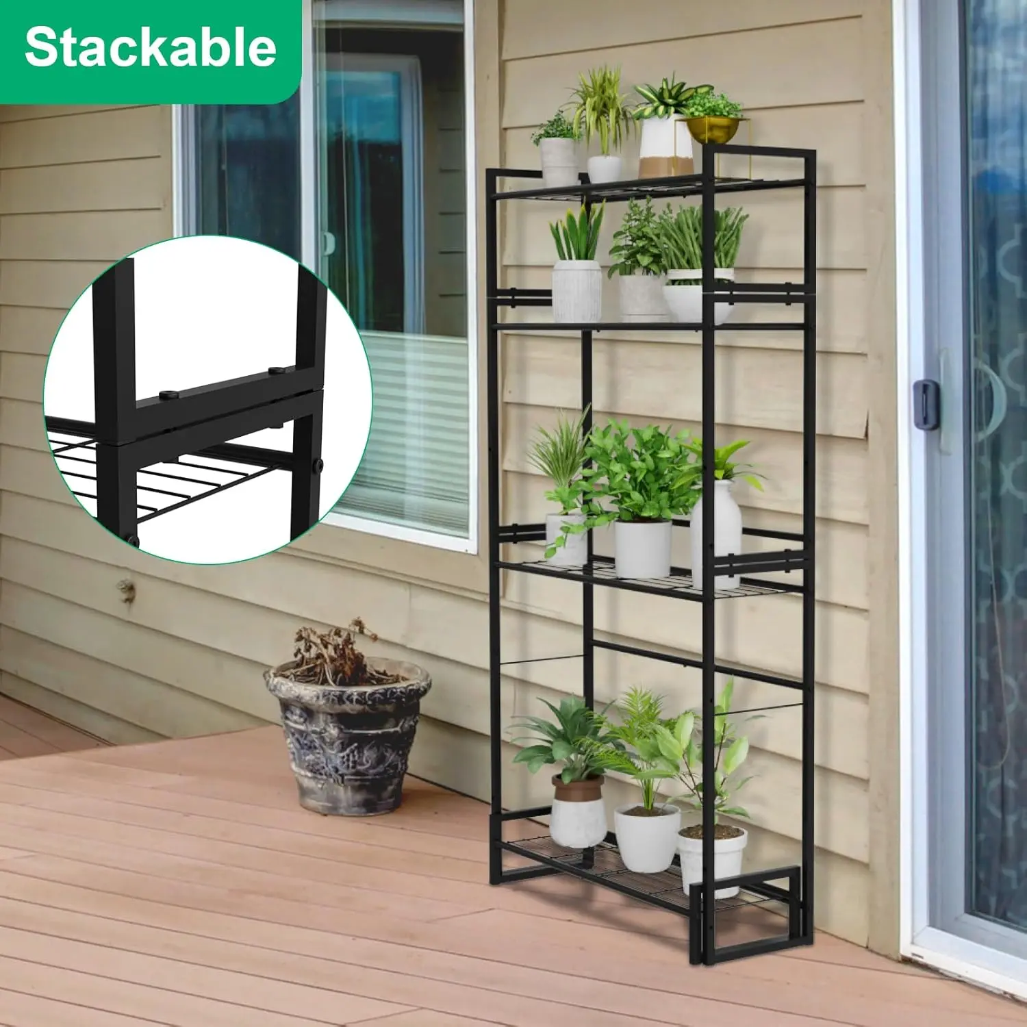 Plant Stand,4 Tier Stackable Tiered Plant Stand, Scalable Heavy Duty Tall Plant Shelf for Indoor Outdoor,Garden, Display Shelves