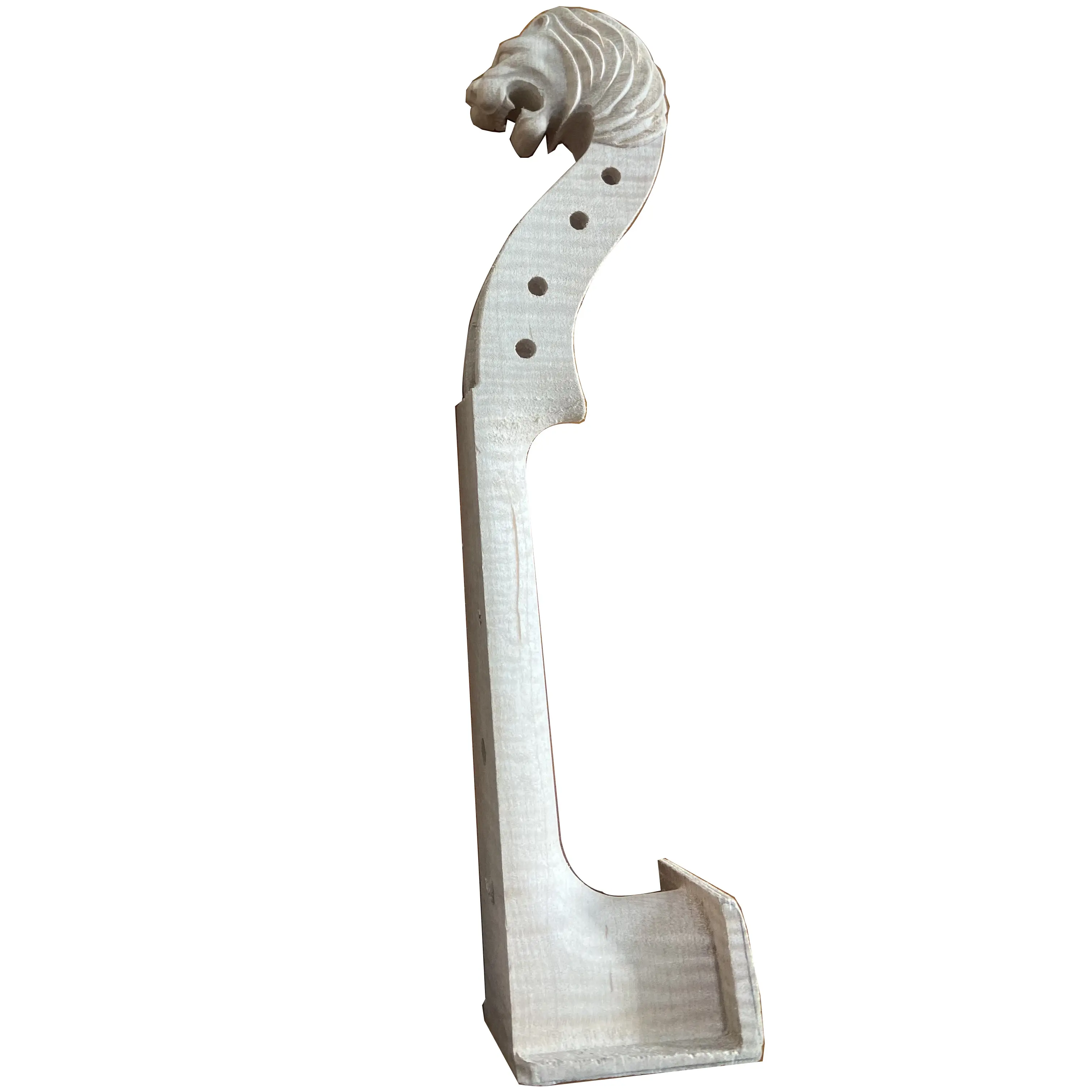 Customized Beautiful Lion Head Special Shape Flames Violin Neck Head Unvarnished 4/4 Violin Head,Flame Maple Wood,High Quality