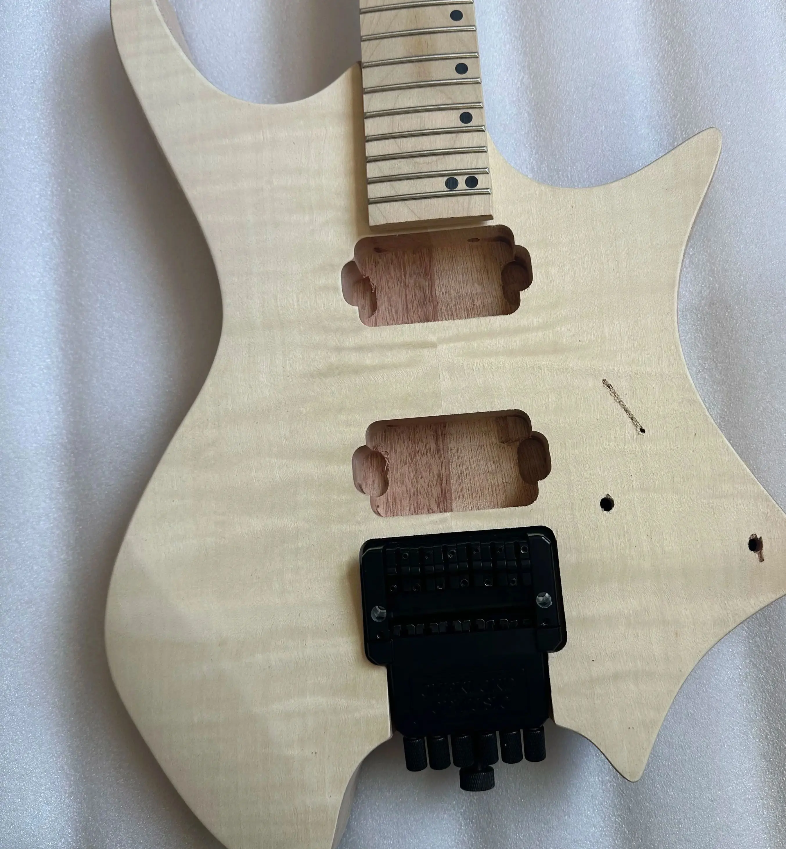 Blank Headless Electric Guitar, Unfinished,Professional Luthier,DIY Guitar Kit, Body,Neck, Bridge, Top Nut, Pickguard, Brand New