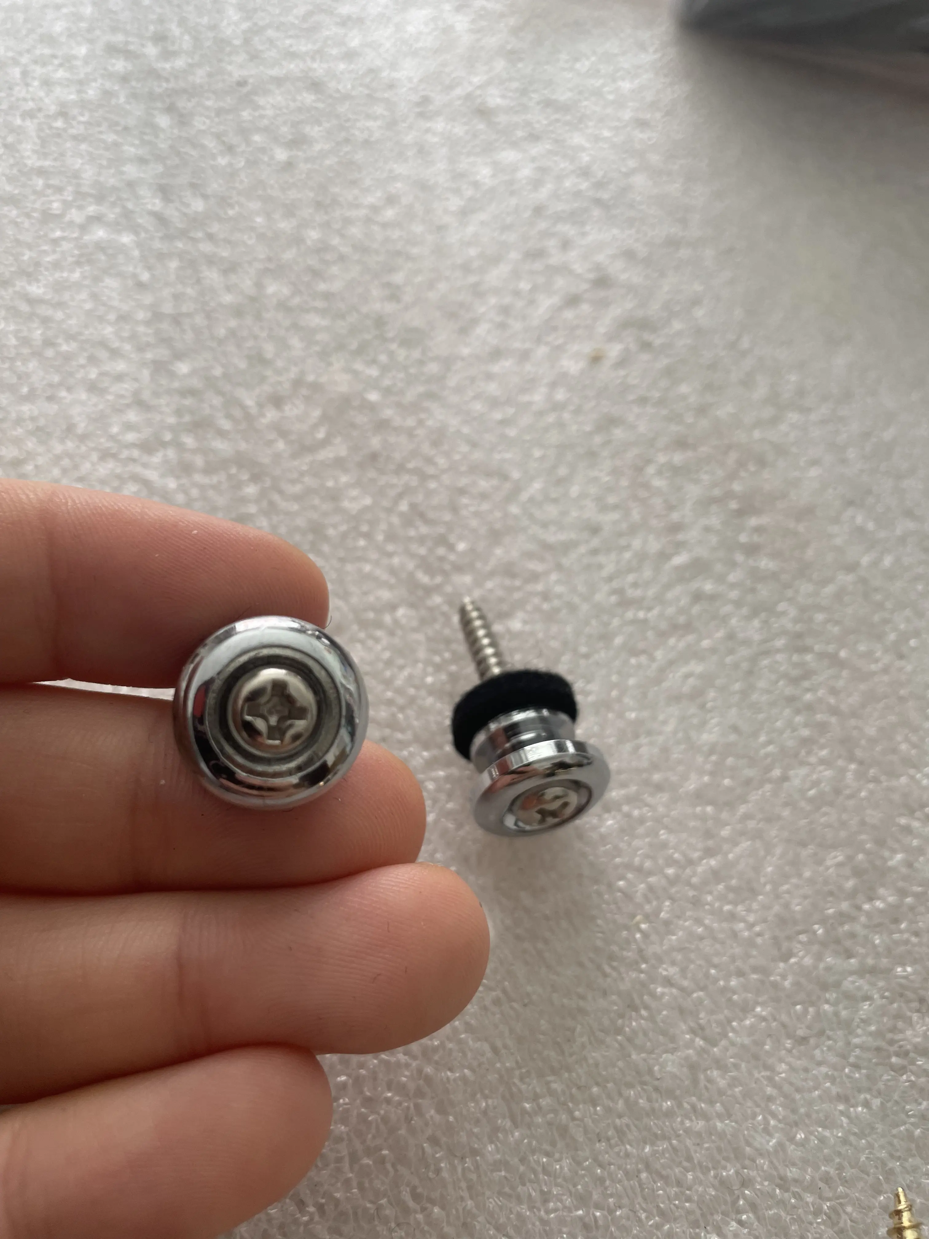 Guitar Strap Lock Locking Pegs Pin, Silver Copper End, Button for Acoustic, Classical, Electric Bass, Ukulele Parts, 2Set