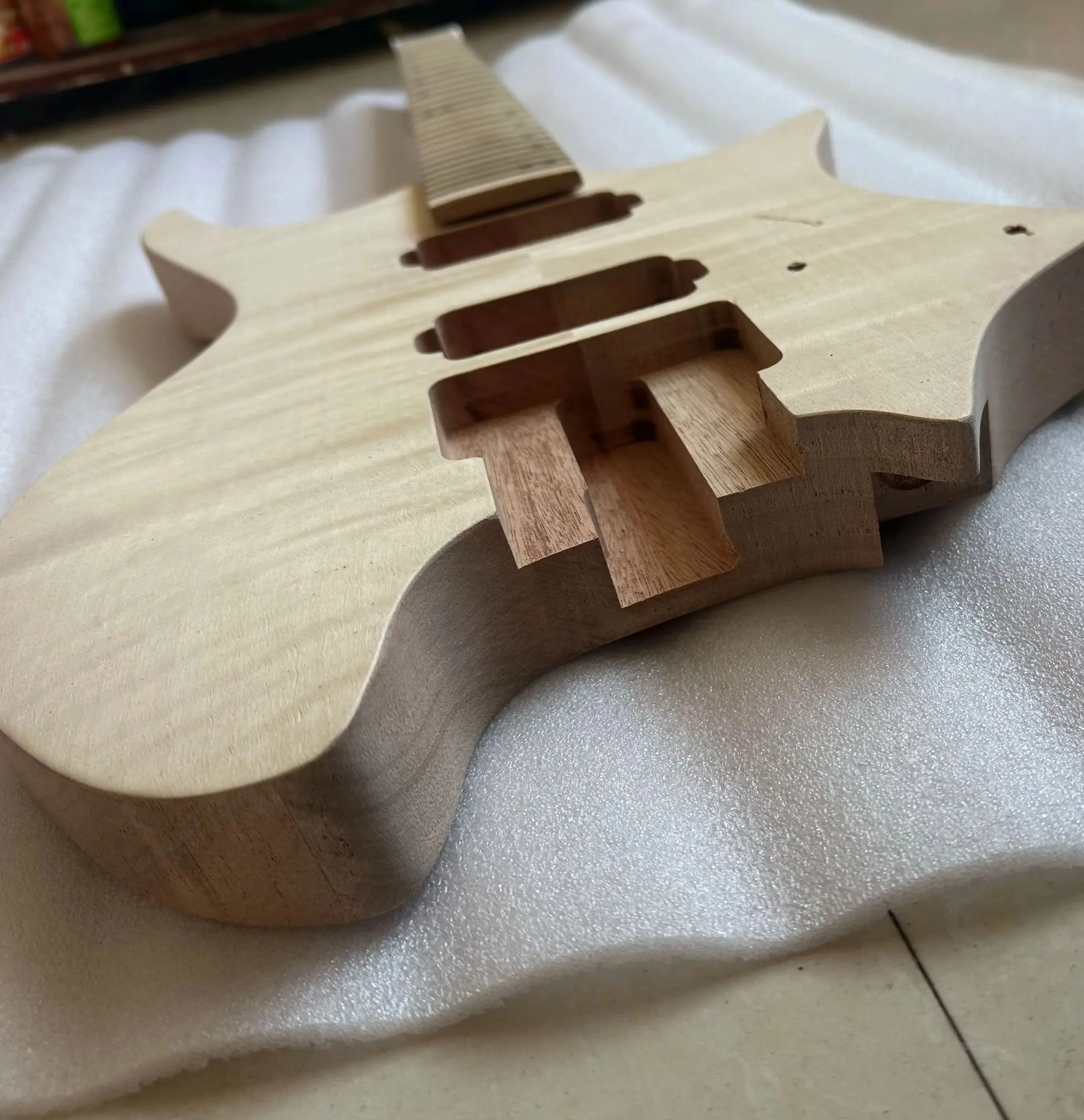 Blank Headless Electric Guitar, Unfinished,Professional Luthier,DIY Guitar Kit, Body,Neck, Bridge, Top Nut, Pickguard, Brand New