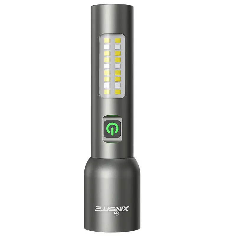 High-strength aluminum alloy flashlight, portable, strong laser, telescopic zoom work light, mini long-lasting high-strength