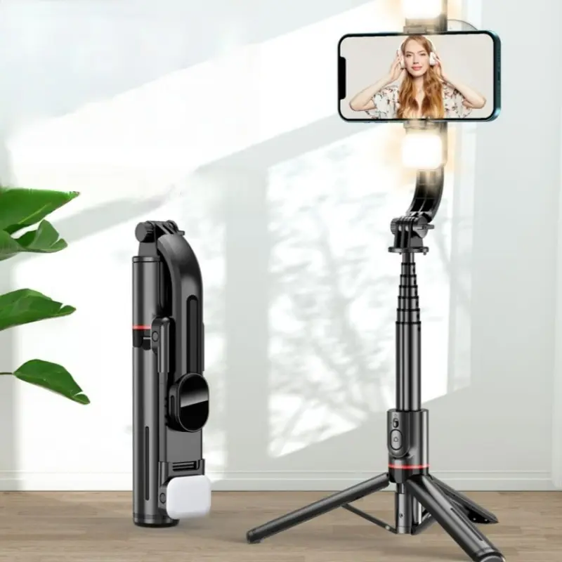 Portable tripod Bluetooth selfie stick Palm portable mobile phone holder Desktop fill light tripod