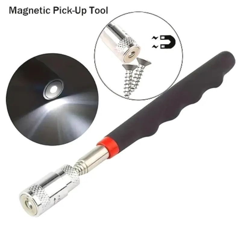 1pc Portable Magnetic Pick Up Tool Extendable Telescopic LED Torch Magnet Rod For Repairing Shop