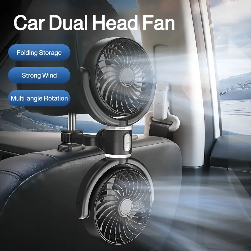 Car double-head fan car rear seat electric fan summer large truck car universal electric fan usb car