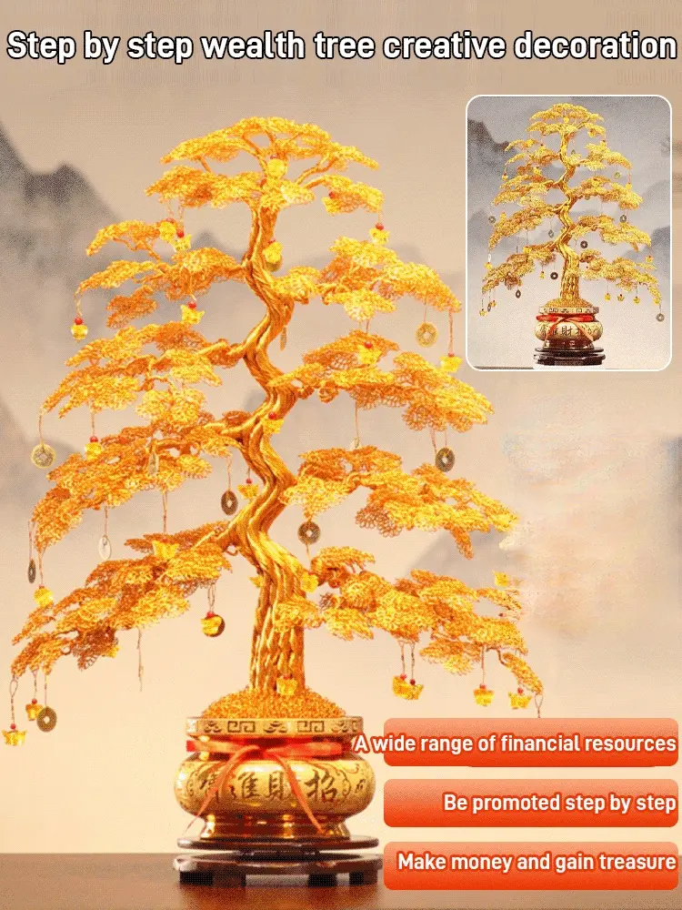Fortune Tree Ornaments Feng Shui  Cash Cow Handicraft Fortune Tree Fortune Decoration Golden TreeShaped Ornaments Creative