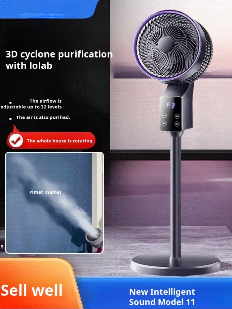 Stand Floor Fan Cooling Air Circulation Fan Turbo Convection Mute Cooling Fan Stand Floor Fan Timing Remote Control with Adapter
