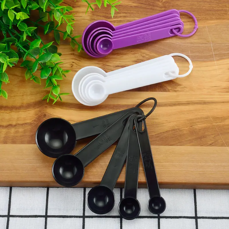 New 5Pcs/set 3 Colors Kitchen Measuring Spoon Coffee Teaspoon Sugar Scoop Baking Cooking Kitchen Measuring Cups with Scale Tools